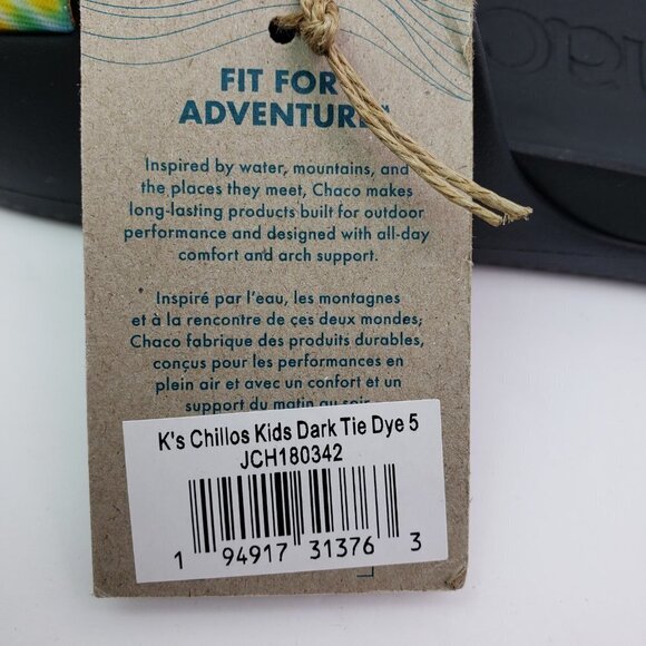 NEW Chaco Chillos Kids Size 5Y Dark Tie Dye Slip On Outdoors Sport Slide Sandals - Picture 12 of 12